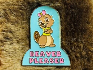 Funny Enamel Lapel Hat Pin Badge Beaver Pleaser Lesbian LGBTQ Vagina Slang Lady - Picture 1 of 3