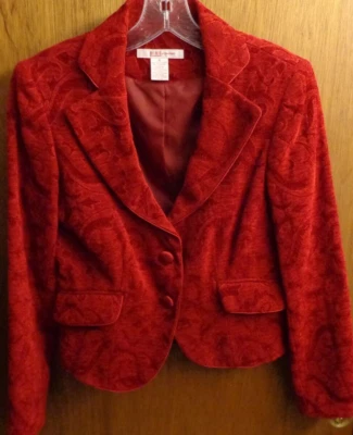Nine & Co Red Brocade Blazer Jacket Women 6  34" chest - Image 1 of 4