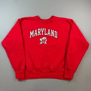 Vintage Maryland Terrapins Sweatshirt Mens 2XL Red Heavyweight Pullover 90s - Picture 1 of 12