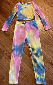 NWOT tye dye waffle loungewear set kids (7) Two Pieces Cropped Shirt - Picture 1 of 6