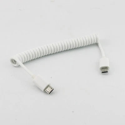 10x USB Micro 5Pin Male To Micro Male Spiral Coiled Extension Cable White 3FT - Image 1 of 4