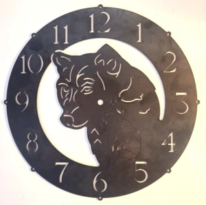 Metal Wolf Wall Clock Decor Handmade DIY Needs Mechanism - Picture 1 of 4