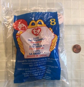 SEALED TY BEANIE BABY NUTS THE SQUIRREL#8 MCDONALDS 1999 w/t 1993 TAG RARE ERROR - Picture 1 of 2