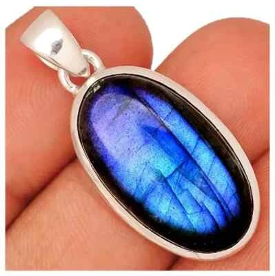 Pendente Fatto A Mano In Argento Sterling 925 Con Gemma Labradorite S-41 - Immagine 1 di 4