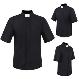 Mens Halloween Blessed Priest Clergy Costume Preacher Cosplay T-Shirt Tops - Picture 1 of 29
