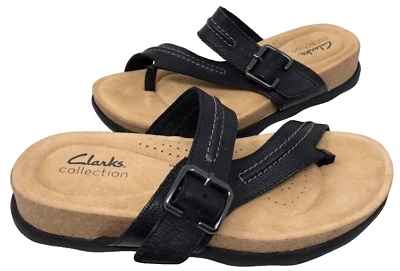 Sandalias cómodas Clarks Brynn Madi de cuero sin cordones negras talla: 7,5 120E para mujer Foto 1 de 4