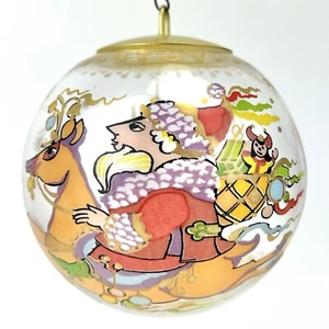 ROSENTHAL Artista Danés BJORN WINBLAD Firmado Vidrio Adorno 3" Santa Reno - Imagen 1 de 3