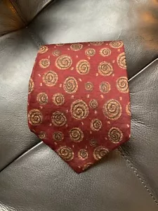 Calvin Klein 100% Silk Men's Tie Maroon w/Brown Circles 3.75"x57" made in USA - Picture 1 of 6