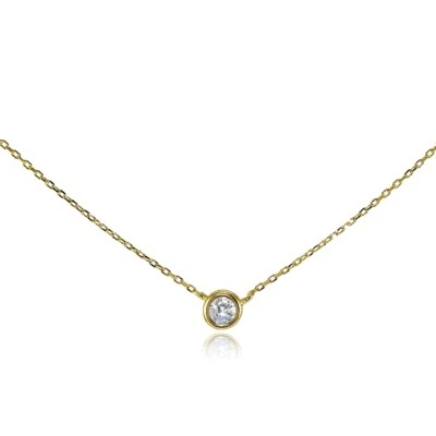 Collar gargantilla solitario tono dorado sobre plata esterlina circonita cúbica conjunto, 13" Foto 1 de 4