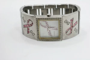 Womens Guess u10012l1 Breast Cancer Pink / Clear Stone Bracelet Watch New Batt - Picture 1 of 6