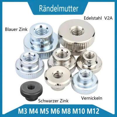 Rändelmutter Hohe Form Raendelmuttern Rundmutter Edelstahl V2A M3 M4 M5 M6 - M12 - Bild 1 von 4