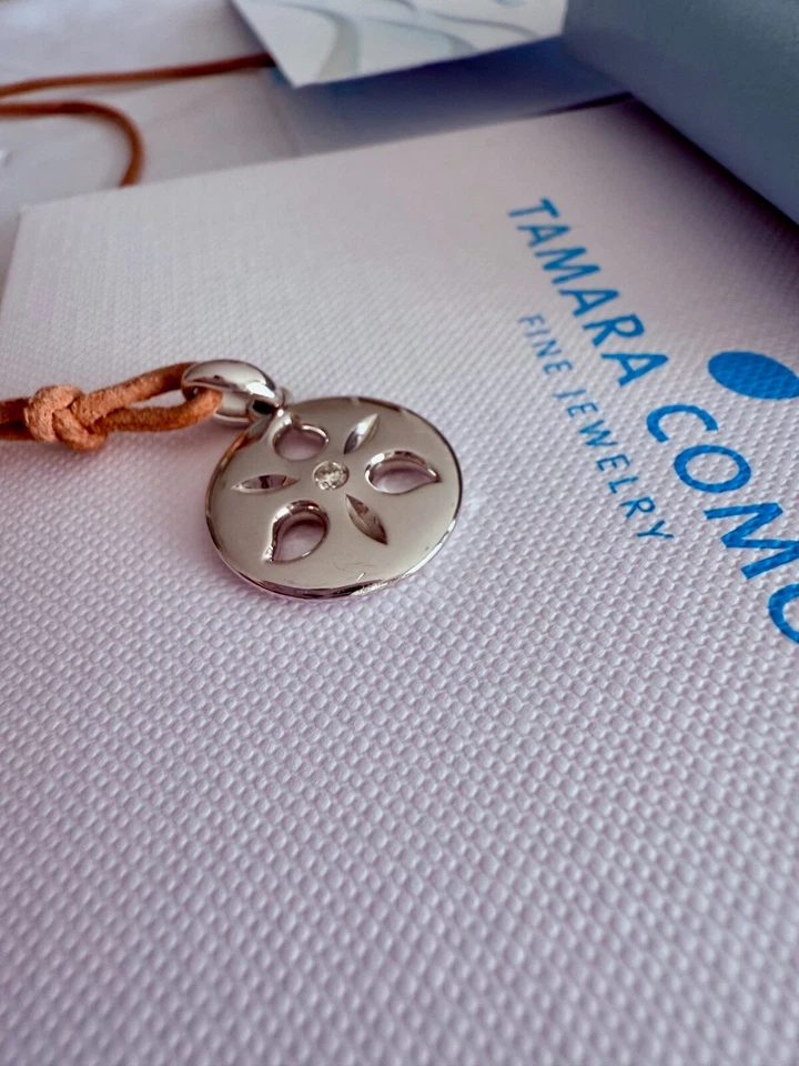 Tamara Comolli Sanddollar Weißgold NP 2200, mit Lederkette - Bild 1 von 4