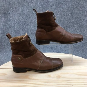 Cole Haan Boots Mens 8 B Front Zip Ankle Winter Boot D15575 Brown Suede Leather - Picture 1 of 19