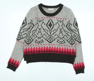 Indigo Womens Brown Crew Neck Fair Isle Acrylic Pullover Jumper Size 12 - Picture 1 of 10