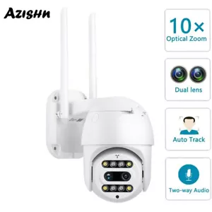 Telecamera IP PTZ 10X zoom 3MP Wifi doppia fotocamera obiettivo audio esterno videocamera wireless P2P - Foto 1 di 12