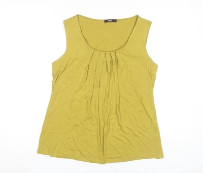 Marks and Spencer Women’s Yellow Viscose Stretch Tank Top UK 12 — 第 1/4 张图片