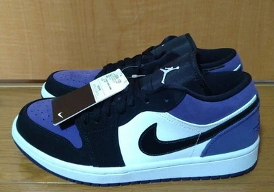 Tênis Nike Air Jordan 1 baixo branco preto-corte roxo 553558-125 masculino Us9 - Imagem 1 de 4