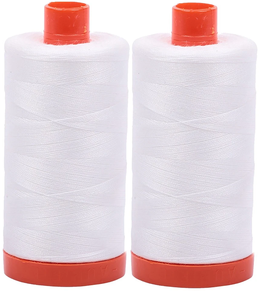 Aurifil Mako 50wt Thread 2 Large Spools Natural White 2021x2 - Image 1 of 1