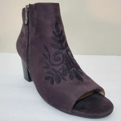 Andrew Geller Spinda Marrón Imitación Gamuza Bordado Peep Toe Cremallera Botas 8.5 Nuevas Sin Caja Foto 1 de 4