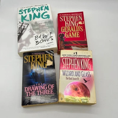 Stephen King Lot 4 Books Bag of Bones Gerald's Game Drawing Wizard and Glass Foto 1 de 4