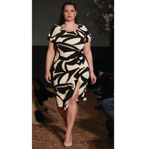 11 Honorine Aaliyah Midikleid 22/24 schwarz NEU Übergröße Karriere - Bild 1 von 8