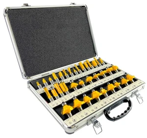 35 Piece Carbide Router Bits Set, 1/2" Shank, Multiple Route Bits, Aluminum Case - Picture 1 of 9