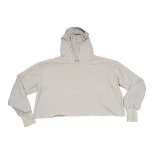 Free People Movement Women's Cream Crop Hoodie Sweatshirt Size Large Oversized - Picture 1 of 7