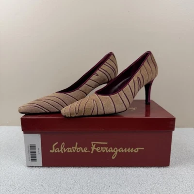 Salvatore Ferragamo Zapatos Mujer Talla 7.5B Tostado Magenta Albicocca 7cm Italia Tacones Foto 1 de 4