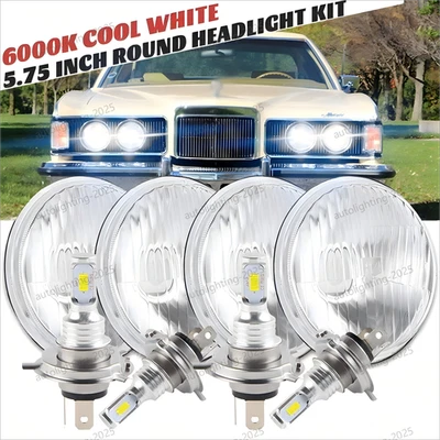 4PCS 5.75" Round LED Headlights Hi/Lo for Mercury Cougar 1967-76 Monterey Comet - Image 1 of 4