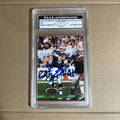 1993 Topps Stadium Club Troy Aikman Signed slabbed autographed COA PAAS - Image 1 of 2