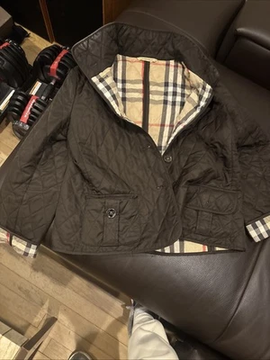 博柏利 Britt 女式绗缝实用夹克黑色 Xl 码 — 第 1/4 张图片