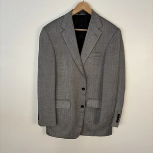 Chaqueta Andrew Fezza Hombre 38R Gris Espiga 100% Seda Blazer Abrigo Deportivo - Imagen 1 de 9