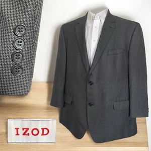 Izod Sport Coat Mens 50R Multicolor Houndstooth Rayon Double Vented Two Buttons - Picture 1 of 7