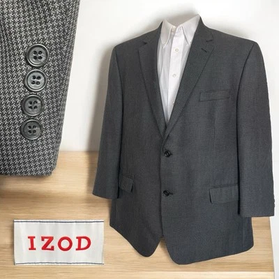 Izod Sport Coat Mens 50R Multicolor Houndstooth Rayon Double Vented Two Buttons - Image 1 of 4