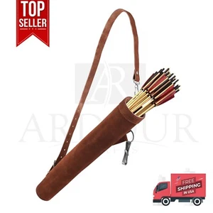 Genuine Suede Leather Arrow Holder Traditional Handmade Quiver Back Arrow - Picture 1 of 3