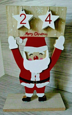 Adventskalender-Weihnachtsmann-Holz Zahlen Sterne-Weihnachts-Countdown-Holzdeko* - Bild 1 von 4