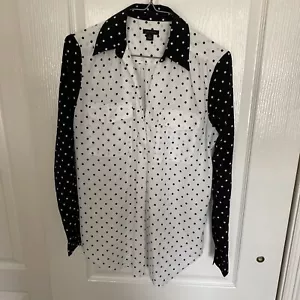 Camicia Ann Taylor donna taglia S manica lunga nera bianca a pois - Foto 1 di 7
