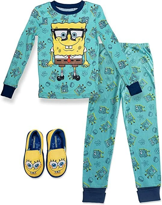 Bob Esponja Pantalones Cuadrados 2 Piezas Manga Larga Ajuste Ajustado Pijama Zapatillas Conjunto Niño Talla 6 Foto 1 de 1