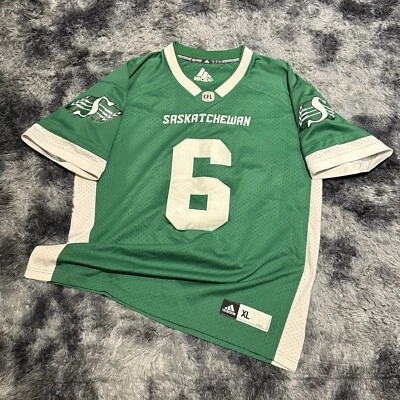 Camiseta de fútbol americano Saskatchewan Roughriders #6 Rob Bagg para hombre talla XL Adidas verde Foto 1 de 4