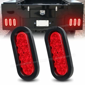2x luces de freno traseras de giro ovaladas 6"" con montaje en brida de remolque camión bote rojo 6"" - Imagen 1 de 11