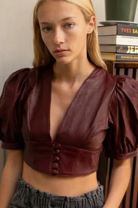 New Free People Bastille Leather Top Size Small MSRP: $228 - Picture 1 of 2