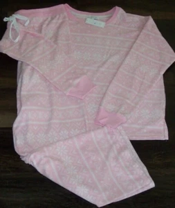 NWT PJ Salvage Pink Dream FAIR ISLE Thermal Fleece Pajama/Lounge Set Women's L - Picture 1 of 5
