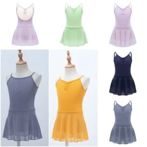 UK Girls Ballet Leotard Camisole Tutu Dance Dress Gymnastics Ballerina Outfit - Picture 1 of 76