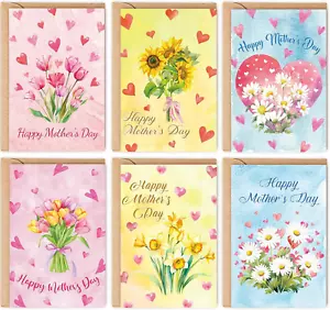 24 Pack Happy Mother'S Day Cards Bulk, Floral Mothers Day Cards with Envelopes a - Picture 1 of 8