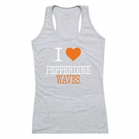 Pepperdine University Waves Womens Love Tank Top Tee T-Shirt Heather Grey Cover
