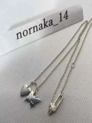 Near GUCCI Sterling Silver Heart  Butterfly Pendant Necklace No Box  - Image 1 of 4