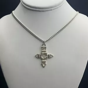 Collar de plata esterlina cadena de eslabón cubano cruz copta africana - Imagen 1 de 5
