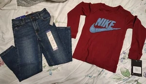 Boys Nike Long Sleeve Tshirt And Vintage Express Bluejeans Outfit Size 5 NWT - Picture 1 of 5