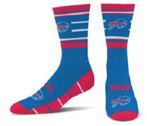 Buffalo Bills Crew Socks Large Size 10 to 13  Running Stripe Cover