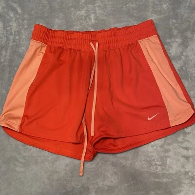 NIKE DRI FIT WOMENS ATHLETIC SHORTS HIGH RISE FLAT FRONT PEACH SIZE MEDIUM - Image 1 of 4